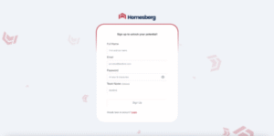 Adım 1: Homesberg kayıt ekranı