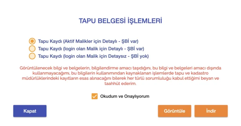 Web Tapu taşınmaz listesi