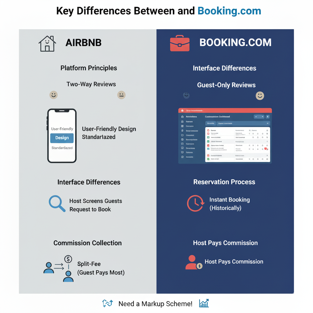 Airbnb ve Booking.com ev sahipliği farklarının karşılaştırması