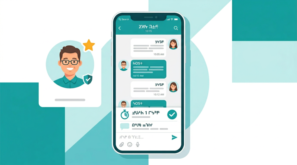 Smartphone showing fast host-to-guest messaging conversation with a quick-reply badge and responsive communication